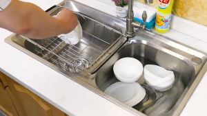 Kitchen Stainless steel telescopic Sink drain basket Dish Drying Rack Fruit Drainer Holder Multifuntion Stainless Steel Adjustable Sink Dish Drain Rack Single Layer Expandable Drying Basket Fruit Bowl Drainer Holder Kitchen Utensils