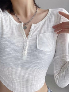 Áo Thun Nữ Cổ Chữ V Dài Tay Nhỏ Gợi Cảm Áo Thun Polyester Dài Tay Cổ Chữ V Nhỏ Thời Trang Mùa Hè 2021 Áo Thun Thường Ngày