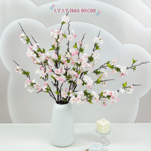 Cành Mai Đào hoa nhân tạo trang trí nhà cửa tết decor quán