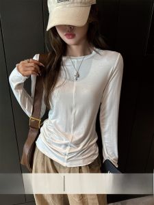 Miiow | Slim Fit Long Sleeve T-Shirt Womens Spring Autumn Thin Round Neck Base Shirt显瘦正肩猫人MiiOW Daily Wear Pure Color