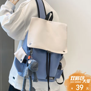 Mens Double Shoulder Backpack Large Capacity Casual Travel Laptop Bag 16 Inch Nylon Fabric Water Resistant Multi Compartment