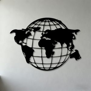 CIFbuy | Brand 2D Globe Wall Art Iron Metal Sculpture Modern Decor for Living Room Bedroom Office Study