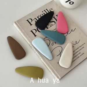 Fashionable Basic Solid Color PU Leather BB Clip Womens Stylish Colorful Blue All-Match Simple Hair Clip Korean Version