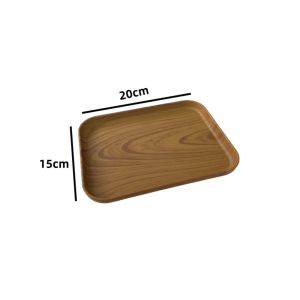 Rectangular Wood Grain Design Serving Tray Nordic Style Coffee Shop Water Cup Storage Plate Plastic Material Rectangular Tray