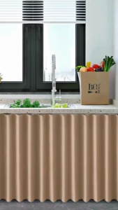 Langsir Dapur Cabinet Tape Kitchen Curtain Cabinet Langsir Kabinet Plain Pelekat Storage Dapur Bathroom - EP