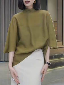 UYFY | Áo Sơ Mi Eo Dơi Màu Xanh Elegance