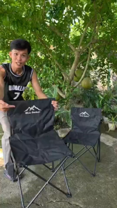 WTHB Camping Chair with Cup Holder Black Color Only Portable Folding Back Chair Ultralight