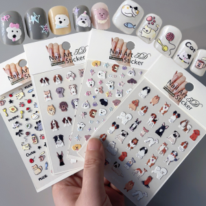 1Pcs 5D Lovely Dog/Cat Nail Art Stickers Cartoon Puppy Kitten Pet Animal Adhesive Nail Decals Y2K Manicure Decorations Sliders &