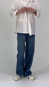 Celana Panjang Pria Gombrong Denim Retro Biru Standar Korean Style Cowok Keren Vintage Blue Jeans Boyfriend Soft Jeans Casual Kekinian