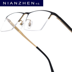 NIANZHEN Kính mắt hợp kim titan Gọng kính nam thiết kế thương hiệu bán Kính dáng vuông không viền kính nữ siêu nhẹ nửa vành 69772