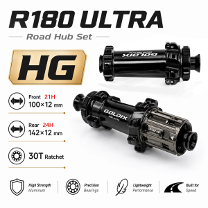 GOLDIX | GOLDIX R180ULTRA Road Bike Hub 218g Ultra Light TPI Sealed Bearings 21H/24H 30T Ratchet 10-12 Speed Bicycle Front Rea