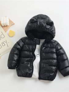 Baby Winter down Jacket Lightweight Short Cotton Coat for Girls Boys Kids Cute Outerwear Warm Fleece Zipper round Neck Animal Pattern