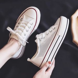 Breathable Mesh Canvas Shoes Womens Thick Bottom 2025 New Versatile Casual Net Shoes Platform White Shoes Womens Footwear