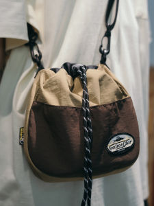 Outdoor Camping Portable Drawstring Bag Mobile Phone Storage Snack Card Bag Mountain System Small Crossbody Bag Polyester Fiber