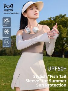 MiiOW | Cat Person UV Protection Ice Sleeve Gloves Womens Outdoor Cycling High Aesthetic Sunshade Gloves Half Finger Other Material