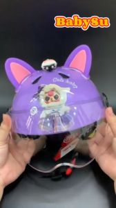 Nón bảo hiểm trẻ em hình Baby Three siêu hot kèm tai mèo dễ thương. Nón bảo hiểm chính hãng Long Thanh đạt chuẩn ATGT