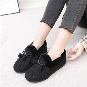 Winter Cotton Slippers Womens Bean Bean Shoes Warm Furry Shoes Outdoor Wear Fleece Home Anti-slip Moon Cotton Shoes