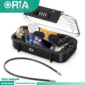ORIA Portable Safe Box with Code Combination Security Case Lock Box Anti-Theft Travel Safe with Transparent Cover for Home Office Hotel CarsTravel