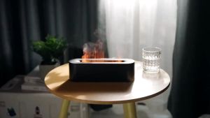 Simulation Flame Diffuser Steam essential oil spray humidifier 7-color light remote control Air Humi