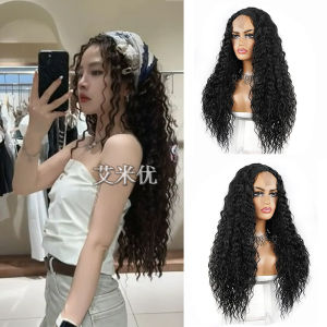 Long Curly Lace Wig for Women Daily Whole Head Convenience Breathable Natural Looking Black People Permed Small Curl Wigs