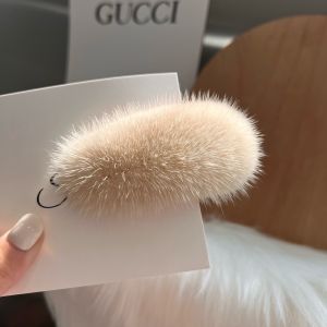 Simple Pure Color Fur Hair Clip Adorable Plush BB Edge Clip Trendy Headwear Water Rabbit Fur Hair Clip Fashionable Hair Accessories
