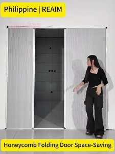 REAIM Honeycomb PVC Folding Door Accordion Sliding Door Space Saving No Drilling Room Partition for Bathroom Kitchen
