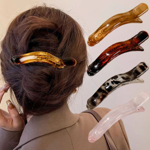New Acrylic Duckbill Hair Claws Barrettes Bow Solid Color Hair Clips Fashion Women Hairpin Ponytail Hair Accessories Headwear