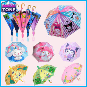 Sanrio Children Umbrella Cartoon with Reflective Strip Long Umbrella Kuromi Melody Cinnamoroll Kawaii Ultraviolet Proof Parasol