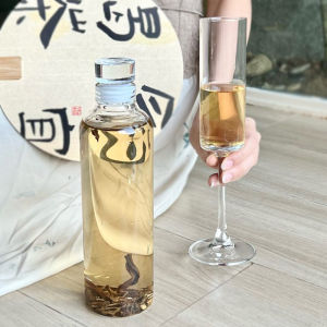 New Chinese Style Glass Bottle Cold Brew Coffee Sealed Flask Partitioned Alcohol Pot Heat Resistant Glass Cup Set Leakproof round Shape