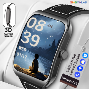 2025 NEW Smart Watch 1.85Curved Screen BT5.4 Wireless Call Music Control Heart Rate/Sleep Monitoring  Remote Camera for Men
