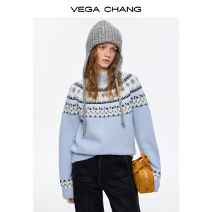 VEGA CHANG | Áo Sweater Lông Cừu Họa Tiết Fair Isle Nữ