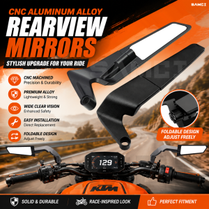  Motorcycle Rotating Side Mirrors Fold Aluminum Alloy Stealth Winglets Rear Mirror For KTM1290 890 790 390 125 2024 2025 2026