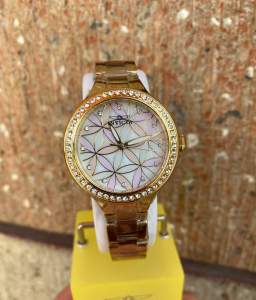 INVICTA Wildflower Crystal Mother of Pearl Dial Ladies Watch Gold tone