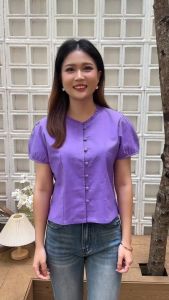 เสื้อผ้าฝ้าย ผ้าไทย ใส่ทำงาน แบบเสื้อดอกปีบ