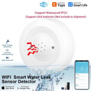Tuya WiFi Water Leak Sensor and WiFi Water Valve Smart Life Remote Monitor Linkage Function Turn On/Off Water APP Alert Notice