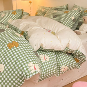Thickened Pure Cotton Cartoon Four-piece Bedding Set Dormitory Bed Sheet Three-piece Set Bedding Fresh Style Autumn Winter