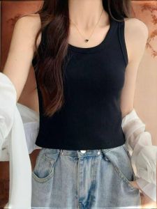 Short Sleeveless Tank Top Womens Design Sensation Slim Fit Base Shirt Cotton Polyester Blend Summer Trendy Commute Style