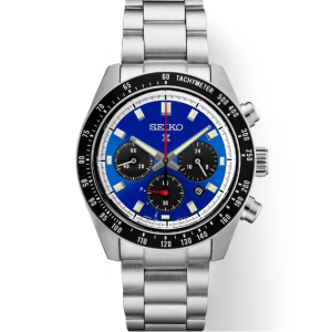 Seiko Speedtimer Solar Chronograph U.S. Special Edition Mens Watch Japan Blue Metal Strap 41.4mm (SSC931P1)