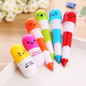 🔥Tamia👍 Cartoon Pill Pen Retractable Ballpoint Pen Cute Creative Stationery Pupils School Supplies