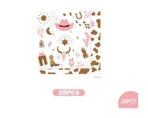 Party Napkin / Serviettes (Paper) - Colour Cartoon Cowboy Western Print [NSP067]
