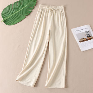 High Waist Slim Fit Straight Leg Pants Womens Summer Breathable Skin-friendly Fashionable Long Trousers Casual Pants