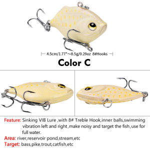 PROBEROS 1pc 4.5cm/8.5g VIB Fishing Lures Artificial Bait Equipment Vibration Spoon Crankbaits Sinking WobblerSwimbait Jigs