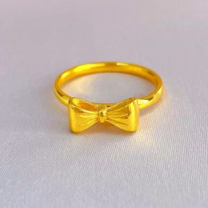 OYJR Nhẫn vàng nơ không gỉ cá tính nữ cao cấp Titan trang sức