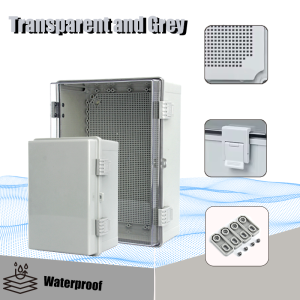 Outdoor Waterproof Electronic Seal Box IP66 Grey/Transparent Cover Distribution ABS Housings with Buckle Plastic Junction Box