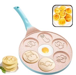 7 Cup Dinosaur Animals Waffle Maker Pancake Pancake Pan Nonstick Breakfast Griddle Mold Pan for Kids Egg Omelet Crepe Frying Pan