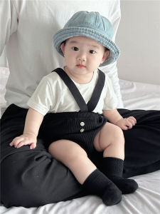 Korean Style Summer Clothes Baby Boys Loose Casual Shorts Bib Overalls All-Match Big PP Baby Cotton High Waist Short Pants