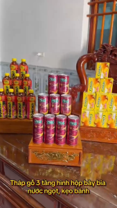 Đôn gỗ 3 tầng đa năng bày bia rượu bánh kẹo nước ngọt sang trọng tiện lợi
