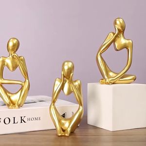 Pajangan Hiasan Meja Nordic Abstract Statue Thinker Character Photo Props