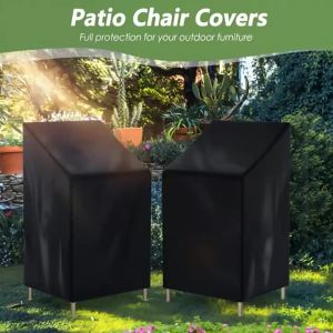 Stacking Outdoor Chair Cover Waterproof 210D Rain Snow Dust Wind-Proof Anti-UV Outdoor Garden Yard Chair Cover