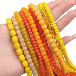 20pcs vàng/màu cam hạt pha lê thủy tinh lỏng không gian hạt cho vòng đeo tay vòng cổ đồ trang sức thủ công làm thủ công làm phụ kiện